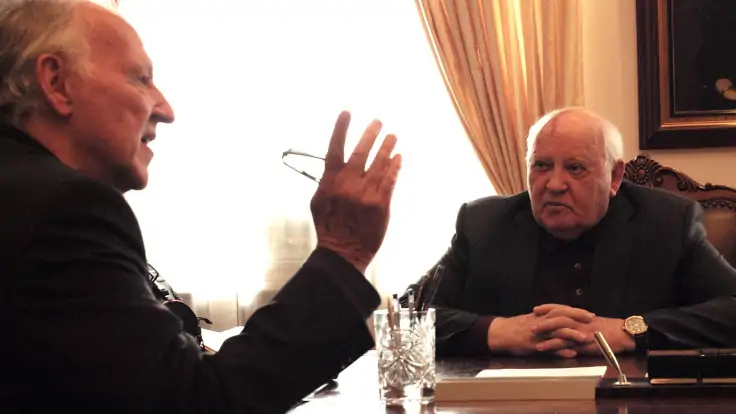Werner Herzog in compagnia di Michail Gorbačëv, durante le riprese del documentario del 2018